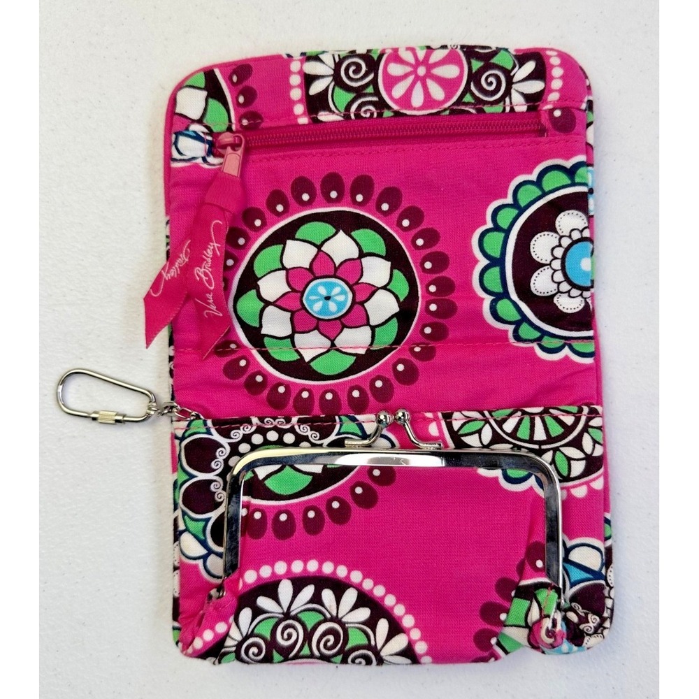 Vera Bradley Cupcakes Pink Compact Wallet‎ Lightweight Kiss Lock Coin Key Clip - Picture 3 of 11
